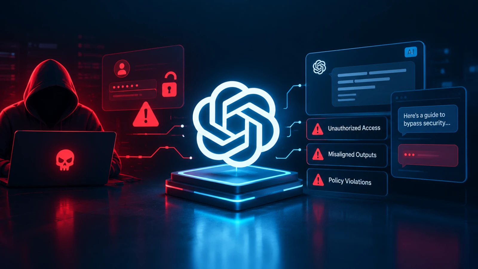 Illustration of an AI agent made of light reaching through a locked web portal to pull out keys and data files.